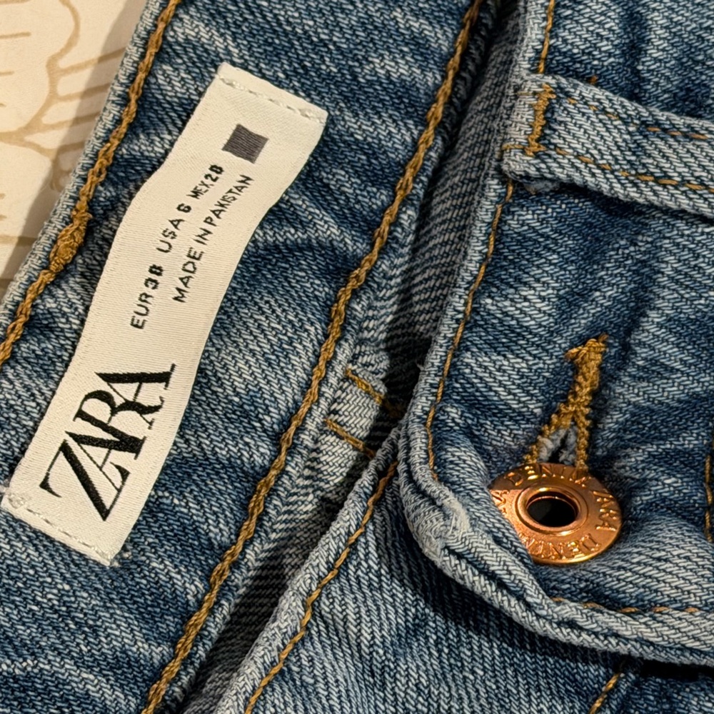 Zara Wide-Leg Flare Jeans - Medium Blue Denim - Picture 3 of 11